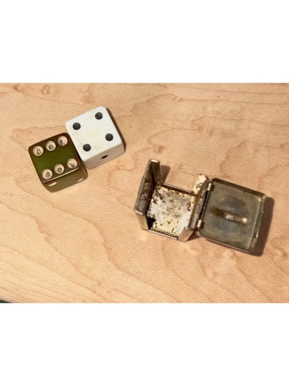 Vintage Crisloid  Dice Holder Charm With Two Die Sterling